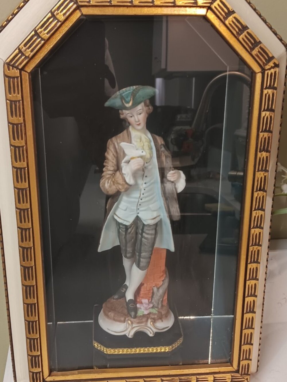 Rare Vintage 1950's Shadowbox Porcelain Gentlemen Figurine